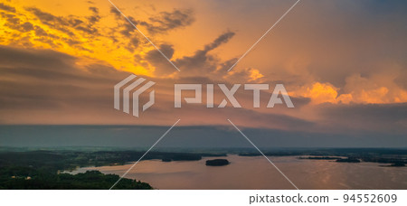 Shelf storm clouds with intense tropic rain, aerial panorama of a storm Shelf storm clouds with intense tropic rain, aerial panorama of a storm 94552609