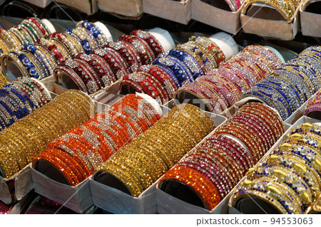 Traditional Indian bangles with different colors and patterns, Kolkata, India Traditional Indian bangles with different colors and patterns, Kolkata, India 94553063
