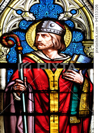Saint Hilarius, stained glass window in the Basilica of Saint Clotilde in Paris, France Saint Hilarius, stained glass window in the Basilica of Saint Clotilde in Paris, France 94553106