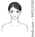 Asian woman with black hair front view 94553338