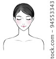Black-haired Asian woman with closed eyes Front view 94553343