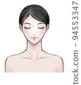 Asian woman with closed eyes front view (color) 94553347