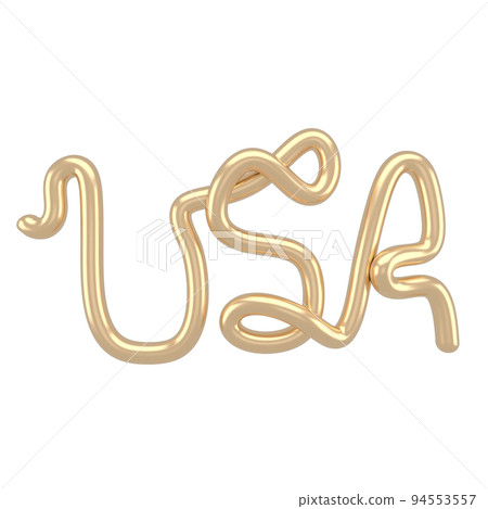 USA, 3d gradient blue and lilac inscription on white background isolated. 94553557