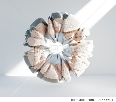 3d render, abstract geometric torus shape, cracked surface with hole. Split object isolated on white background. Minimal design. 3d render, abstract geometric torus shape, cracked surface with hole. Split object isolated on white background. Minimal design. 94553604