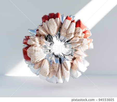 3d render, abstract geometric torus shape, cracked surface with hole. Split object isolated on white background. Minimal design. 3d render, abstract geometric torus shape, cracked surface with hole. Split object isolated on white background. Minimal design. 94553605