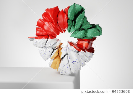 3d render, abstract geometric torus shape, cracked surface with hole. Split object isolated on white background. Minimal design. 3d render, abstract geometric torus shape, cracked surface with hole. Split object isolated on white background. Minimal design. 94553608