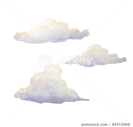 Watercolor illustration of clouds isolated 94553969