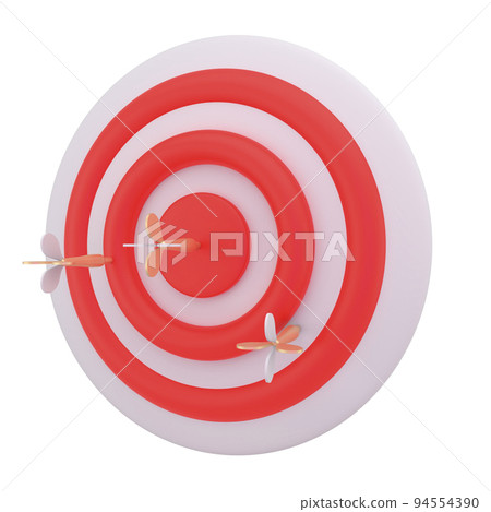 3D illustration for Success of the arrow bow to the target, business concept with 3d darts. 3D illustration for Success of the arrow bow to the target, business concept with 3d darts. 94554390