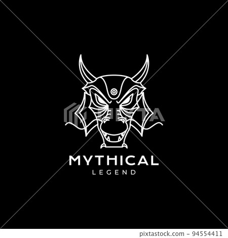 head dragon with mane logo design 94554411