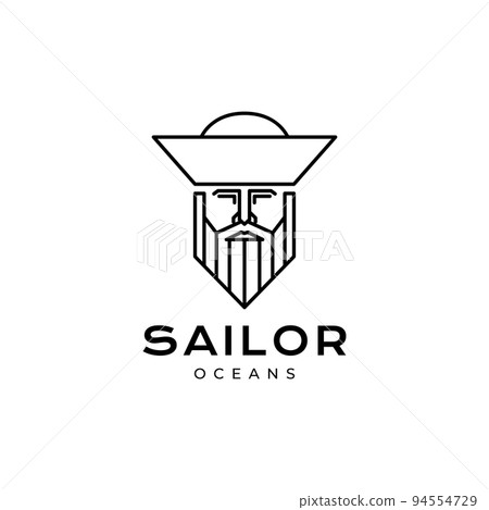 vintage old face man sailor bearded line logo vintage old face man sailor bearded line logo 94554729
