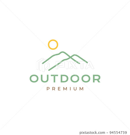 minimalist outdoor peak hill mount with sunset logo minimalist outdoor peak hill mount with sunset logo 94554739