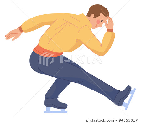 Man figure skating. Shotgun spin in ice sport game 94555017