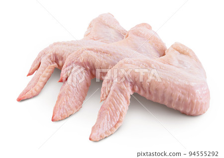 Raw chicken wings isolated on white background with full depth of field 94555292