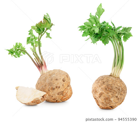 Fresh celery root with leaf isolated on white background 94555390