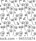 Black and white seamless abstract hand-drawn pattern with black spiral ornamental organic shapes and curls. Background for your design wallpapers, fills, web page, surface textures, wrapping and print 94555874