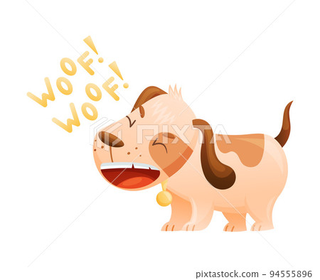 Cute Dog as Domestic Pet Woofing and Barking Out Loud Vector Illustration 94555896