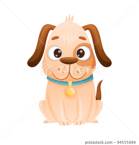 Cute Dog as Domestic Pet with Collar Sitting Vector Illustration Cute Dog as Domestic Pet with Collar Sitting Vector Illustration 94555899