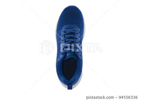 Blue sneaker made of fabric on a white background. Sport shoes. Blue sneaker made of fabric on a white background. Sport shoes. 94556336