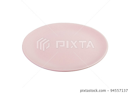 Top view of empty pink plate on isolared white background Top view of empty pink plate on isolared white background 94557137