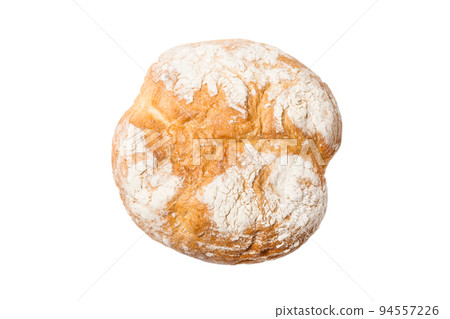 Bread top view cut out. Freshly backed Bread isolated on white background. Fresh organic loaf 94557226