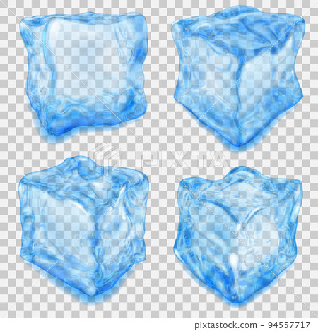 Set of transparent light blue ice cube 94557717