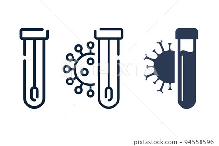 Covid pcr test vector line icon. Corona virus covid19 tube test medical laboratory Covid pcr test vector line icon. Corona virus covid19 tube test medical laboratory 94558596