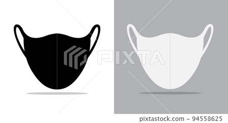 Facemask vector mockup icon. Black face mask ppe anti dust mask shape template 94558625
