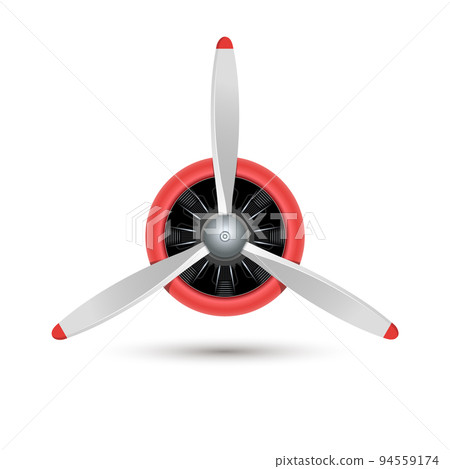 Plane blade propeller, vector airplane wood engine logo icon. Aircraft propeller fan 94559174