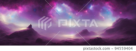 Space background with stardust and shining stars. Fantasy colorful cosmos. Alien planets. Banner size Space background with stardust and shining stars. Fantasy colorful cosmos. Alien planets. Banner size 94559404