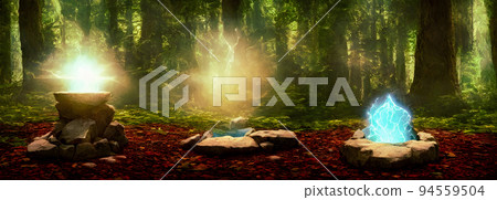 Mysterious portal in a magic forest. abstract background Mysterious portal in a magic forest. abstract background 94559504