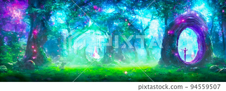 Mysterious portal in a magic forest. abstract background Mysterious portal in a magic forest. abstract background 94559507