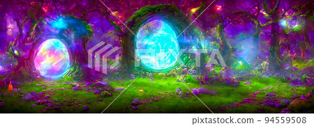 Mysterious portal in a magic forest. abstract background Mysterious portal in a magic forest. abstract background 94559508