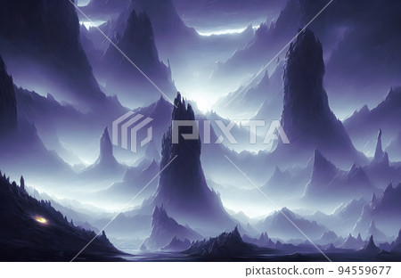 alien landscape, a panorama of a surface of another planet 94559677