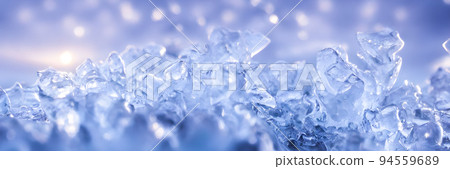 Blue Ice Background. Christmas Ice texture, Winter background. Banner size 94559689