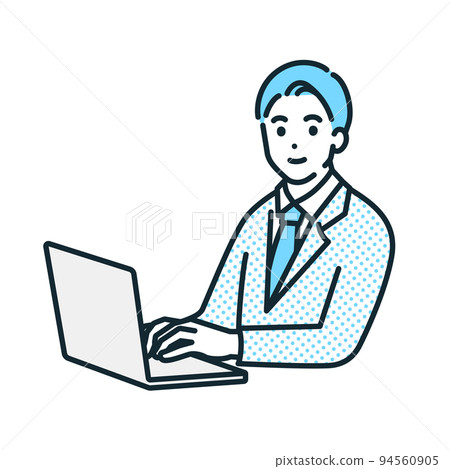 A businessman operating a computer. Vector illustration material of a man who works. 94560905