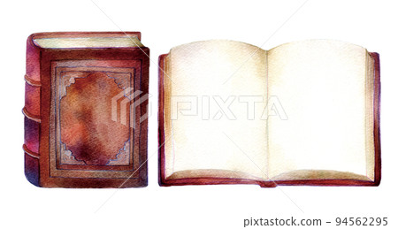Antique book watercolor illustration old book Antique book watercolor illustration old book 94562295