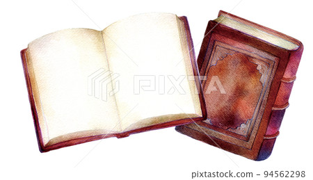 Antique book watercolor illustration old book 94562298