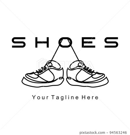 Sneakers Shoe Logo Design, vector illustration of trending youth footwear, simple funky concept Sneakers Shoe Logo Design, vector illustration of trending youth footwear, simple funky concept 94563246
