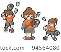 Loose illustration of a girl playing badminton 94564080