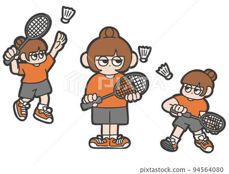 一個女孩打羽毛球的鬆散插圖 一個女孩打羽毛球的鬆散插圖 94564080