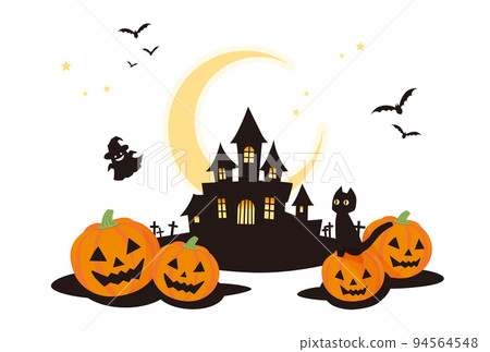 Halloween castle and pumpkin illustration 94564548