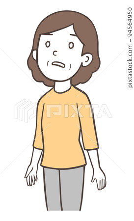 Middle-aged woman with white eyes, dull-headed person, dazed, lethargic 94564950