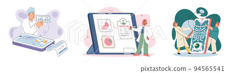 Online medical services mobile application, consultation and prescription medicine, diagnostics metaphor, e-health 94565541