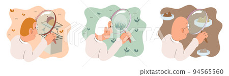 Soil analysis and earth pollution or structure control. Scientist measuring ground levels status metaphor Soil analysis and earth pollution or structure control. Scientist measuring ground levels status metaphor 94565560