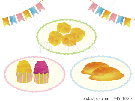 Watercolor-style sweet potato candy garland set 94566780