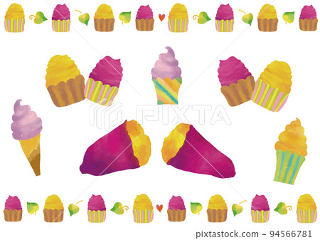 水彩風格的紅薯糖果套裝 94566781