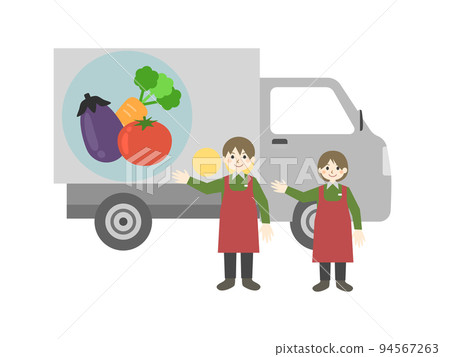 Mobile supermarket staff men and women 94567263