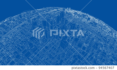 3d city sphere. Vector rendering of 3d 94567407