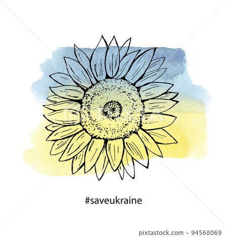 Sunflower on Ukrainian flag. Vector illustration. Blue and yellow background Sunflower on Ukrainian flag. Vector illustration. Blue and yellow background 94568069