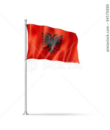 Albanian flag isolated on white 94570890
